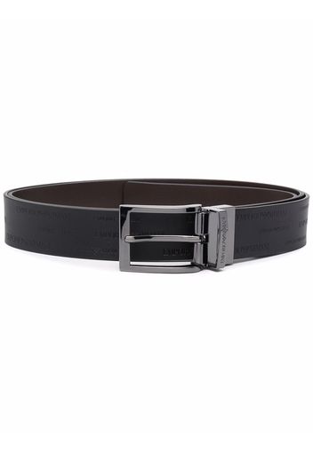 Emporio Armani all-over embossed logo belt - Schwarz