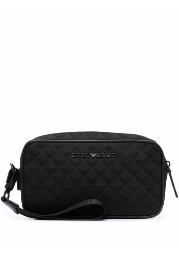 Emporio Armani Clutch mit Logo-Schild - Schwarz