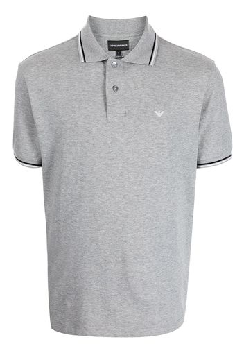 Emporio Armani logo-embroidered cotton polo shirt - Grau