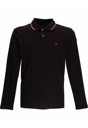 Emporio Armani embroidered-logo long-sleeved polo shirt - Schwarz