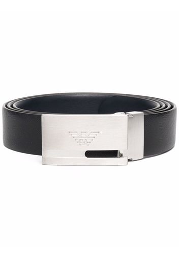 Emporio Armani logo-buckle leather belt - Schwarz