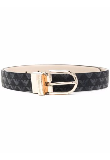 Emporio Armani monogram-print buckle-fastening belt - Schwarz