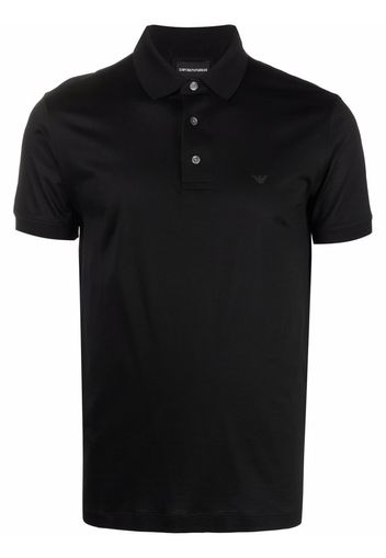 Emporio Armani logo-embroidered polo shirt - Schwarz