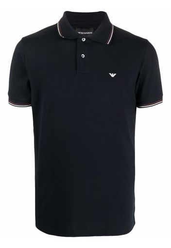 Emporio Armani logo-embroidered polo shirt - Blau