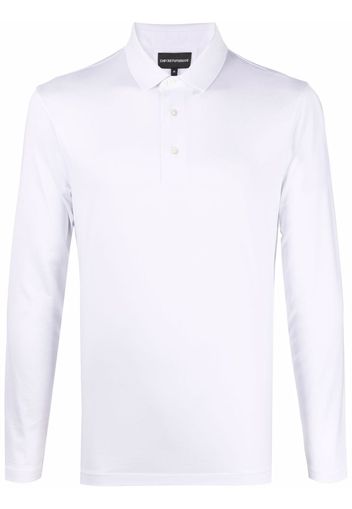 Emporio Armani logo-print long-sleeved polo top - Weiß