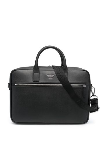 Emporio Armani logo-plaque laptop case - Schwarz