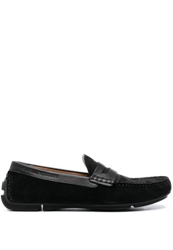 Emporio Armani flocked-logo driving loafers - Schwarz