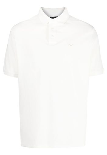 Emporio Armani logo-embroidered polo collar - Weiß