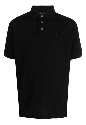 Emporio Armani logo-embroidered cotton polo shirt - Schwarz