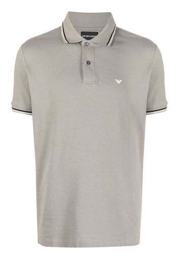 Emporio Armani logo-embroidered striped polo shirt - Grau