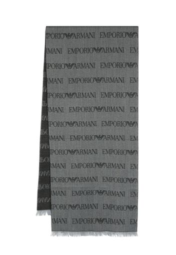 Emporio Armani monogram-pattern knitted scarf - Grau