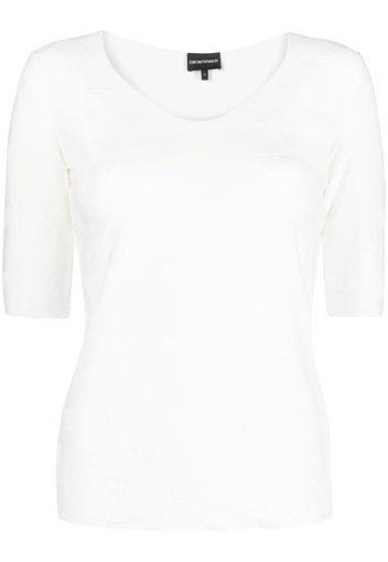 Emporio Armani logo-embossed V-neck T-shirt - Weiß