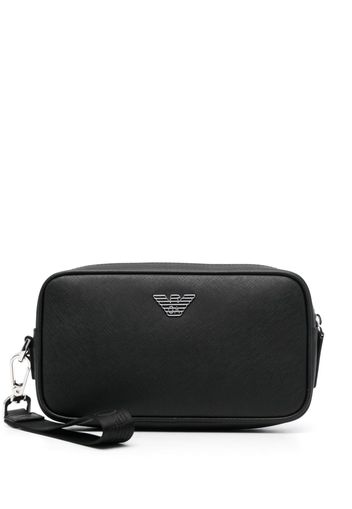 Emporio Armani Eagle-plaque zipped wash bag - Schwarz