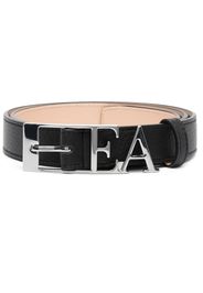 Emporio Armani logo-lettering leather belt - Schwarz