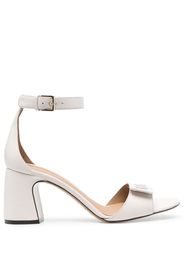 Emporio Armani 75mm logo-plaque leather sandals - Nude