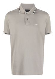 Emporio Armani logo-embroidered striped polo shirt - Grau