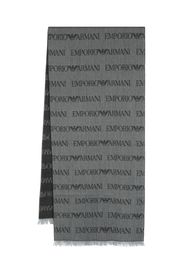 Emporio Armani monogram-pattern knitted scarf - Grau