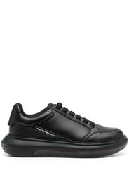 Emporio Armani logo-print leather sneakers - Schwarz