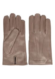 Emporio Armani debossed-logo leather gloves - Grau