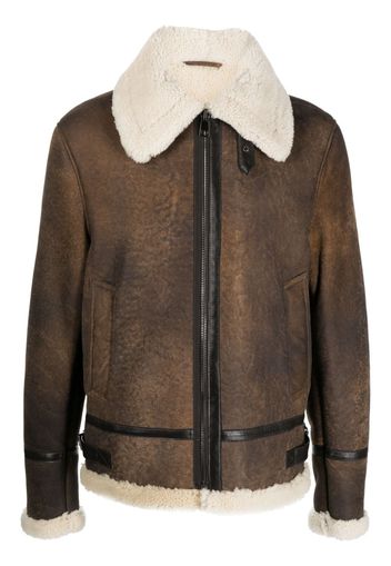 ERALDO Lederjacke mit Shearling-Futter - Braun