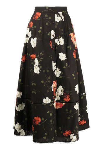 Erdem floral-print pleated skirt - Schwarz