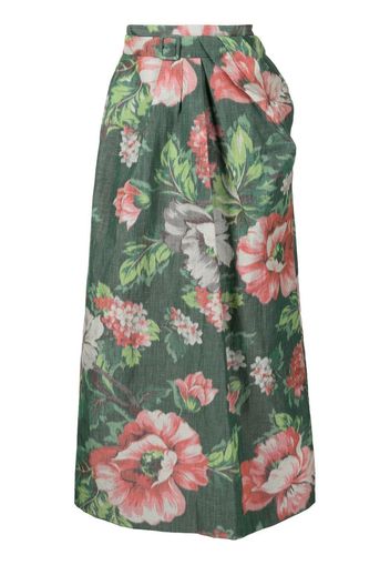 Erdem belted floral skirt - Grün