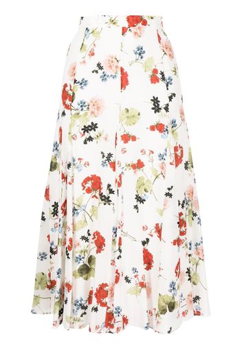 Erdem floral-print midi silk skirt - Weiß