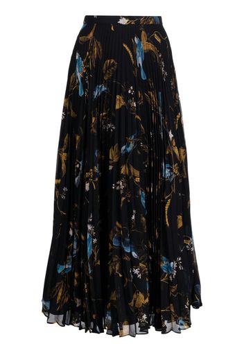 Erdem bird-print pleated midi skirt - Schwarz