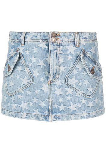 ERL star-print washed-denim mini skirt - Blau