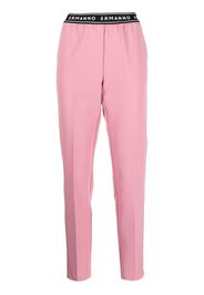 ERMANNO FIRENZE logo-waistband slim-cut trousers - Rosa