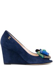 ESSERE peep-toe wedge suede pumps - Blau