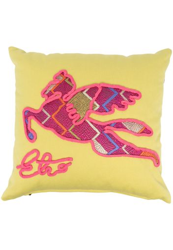 ETRO HOME embroidered-motif cotton cushion - Grün