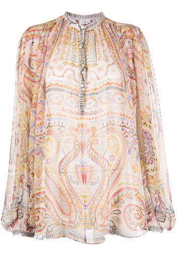 ETRO paisley-print silk chiffon blouse - Nude