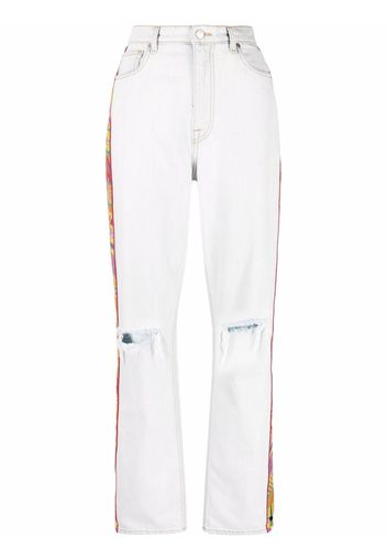 ETRO embroidered-trim straight-leg jeans - Blau