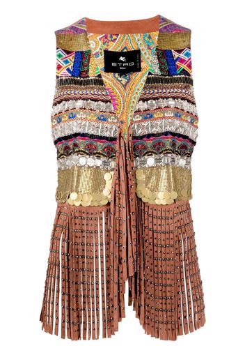 ETRO fringed patterned gilet - Rosa