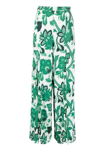 ETRO floral-print wide-leg trousers - Grün