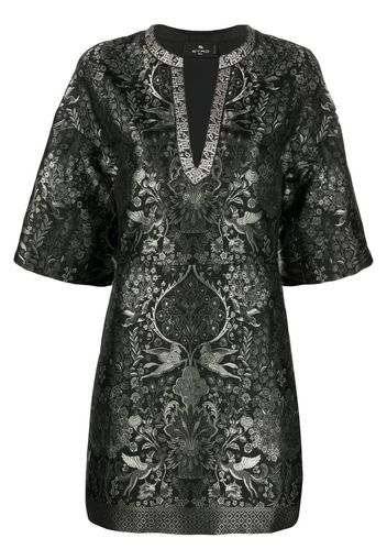 ETRO floral-embroidered mini dress - Schwarz