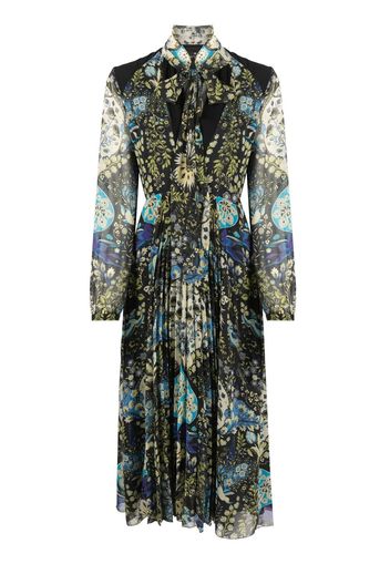 ETRO floral-print pleated midi dress - Schwarz