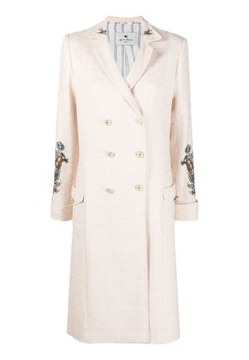 ETRO rear graphic-print double-breasted coat - Nude