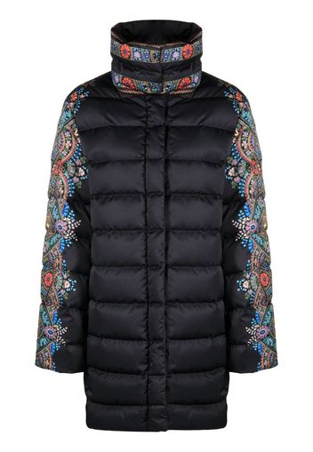 ETRO graphic-floral print padded coat - Schwarz