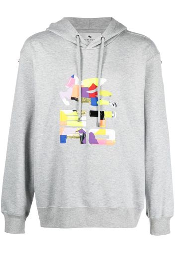 ETRO patchwork logo-print rib-trimmed hoodie - Grau