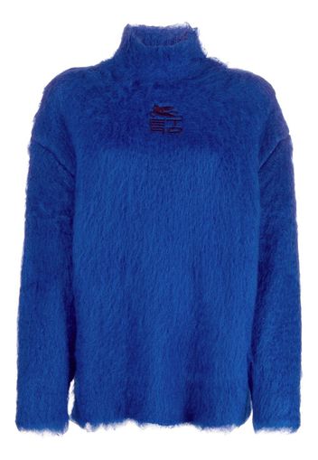 ETRO logo-embroidered roll neck jumper - Blau