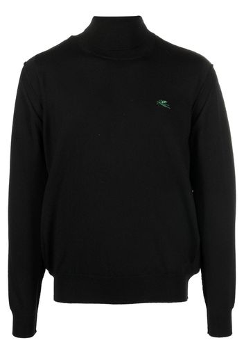 ETRO logo-embroidered roll-neck jumper - Schwarz