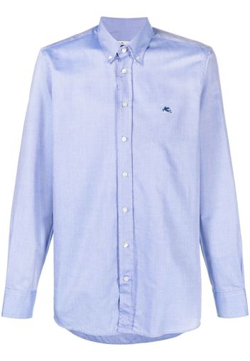 ETRO logo-embroidered long-sleeve shirt - Blau