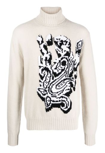 ETRO pixelated-graphic jacquard wool roll-neck - Nude