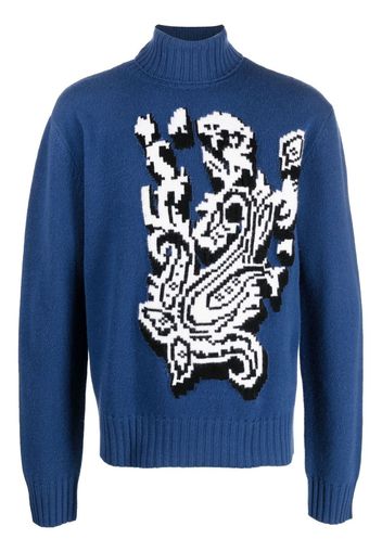 ETRO paisley-knit roll-neck jumper - Blau
