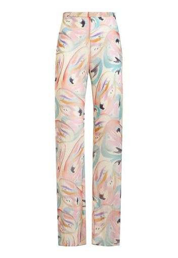 ETRO butterfly-print flared trousers - Weiß