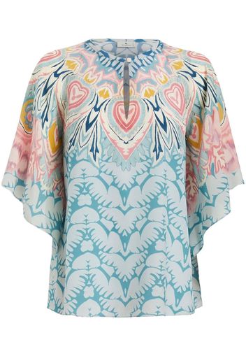 ETRO graphic-print silk blouse - Blau