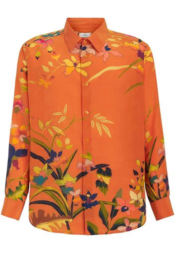 ETRO Seidenhemd mit Blumen-Print - Orange