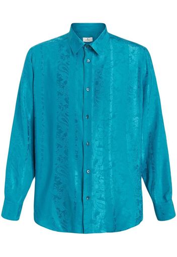 ETRO floral-jacquard silk shirt - Blau